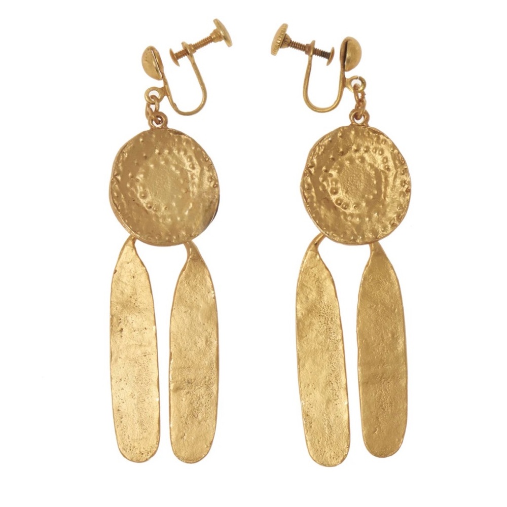 Pre-Columbian Medallion Earrings Clip-ons Vintage NWT